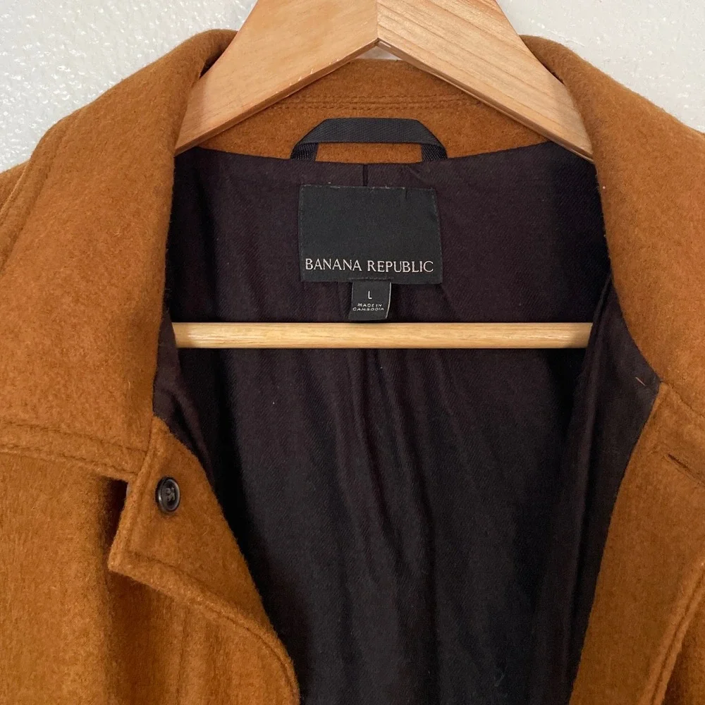 Banana Republic Mens Wool Blend Chore‎ Coat Jacket Brown Large L Utility Shacket